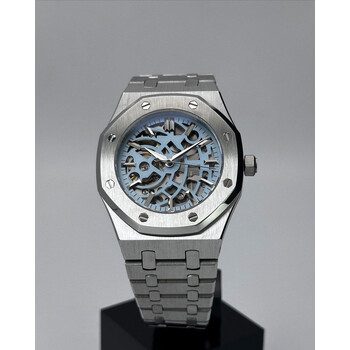 Custom Seiko Mod • Baby Blue Skeleton Silver AP • 39mm